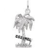 "Cozumel" Palm Tree Charm - Sterling Silver and 14k White Gold