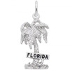 "Florida" Palm Tree Charm - Sterling Silver and 14k White Gold