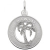 "Hawaii" Palm Tree Ring Charm with Pearl Accent -Sterling Silver and 14k White Gold