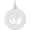 "Maui" Palm Tree Ring Charm with Pearl Accent - Engraveable Backside - Sterling Silver and 14k White Gold