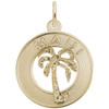 "Maui" Palm Tree Ring Charm with Pearl Accent  - Gold Plate, 10k Gold, 14k Gold