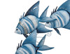 School of Fish Wall Art - Blue and White - Metal & Capiz