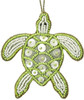 Turtle Mother of Pearl & Beads Ornament - Green