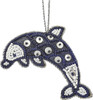 Dolphin Mother of Pearl & Beads Ornament - Navy 