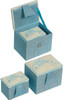 Dolphin Nesting Boxes with Mother of Pearl and Beads - Rectangle - Blue - Set of 2 - 4" & 3"