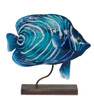Water Ripple Butterflyfish on Stand - 7" x 7.5" - Metal & Capiz Art