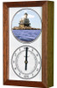 Greenport Lighthouse (NY) Mechanically Animated Tide Clock - Deluxe Mahogany Frame