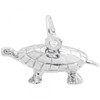 Turtle 2 Silver Charm - Sterling Silver and 14k White Gold