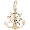 Anchor and Wheel Gold Charm - Gold Plate, 10k Gold, 14k Gold