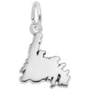 Newfoundland Map Silver Charm - Sterling Silver and 14k White Gold