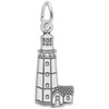 Montauk, NY Lighthouse Silver Charm - Sterling Silver and 14k White Gold