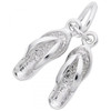 Pair of Flip Flops Accent Silver Charm - Sterling Silver and 14k White Gold