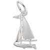 Small Sloop Sailboat Silver Charm - Sterling Silver and 14k White Gold