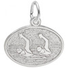 Synchronized Swimming Oval Disc Silver Charm - Sterling Silver and 14k White Gold