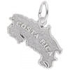 Costa Rica Map Silver Charm - Sterling Silver and 14k White Gold