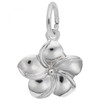 Hawaiian Plumeria Flower Silver Charm - Sterling Silver and 14k White Gold