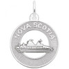 Nova Scotia Cruise Ship Circle Silver Charm - Sterling Silver and 14k White Gold