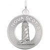 Nova Scotia Lighthouse Circle Silver Charm - Sterling Silver and 14k White Gold