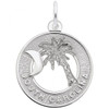 South Carolina Palmetto Circle Silver Charm - Sterling Silver and 14k White Gold