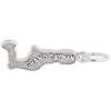 Grand Cayman Map Silver Charm - Sterling Silver and 14k White Gold