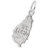 St. Lucia Map Silver Charm - Sterling Silver and 14k White Gold