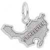 St. Maarten Map Silver Charm - Sterling Silver and 14k White Gold