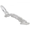 Cuba Map Silver Charm - Sterling Silver and 14k White Gold