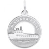Niagara Falls Boat Circle Silver Charm - Sterling Silver and 14k White Gold