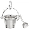 Pail & Shovel Silver Charm - Sterling Silver and 14k White Gold