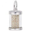 Negril Beach Jamaica Sand Capsule Silver Charm - Sterling Silver and 14k White Gold