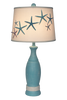 Turquoise Sea Pedestal Lamp - White Rope & Starfish Shade