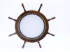Deluxe Wood and Antique Brass Ship Wheel Porthole Mirror 36"