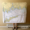 Nautical Chart Blanket – Mystic and  Fishers Island Sound, CT