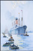 Nautical Oil Painting - The Cunard Liner Carpathia Outward Bound from Liverpool in Moonlight