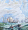 Nautical Oil Painting - The Channel Fleet in Heavy Weather - Closeup 1