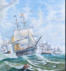 Nautical Oil Painting - The Channel Fleet in Heavy Weather - Closeup 2