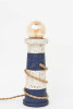 Blue Striped Lighthouse Wooden Lamp - 12.5"