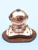 Copper Diving Helmet Clock with Base - 8"