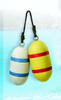 (BY-05) Set of 2 Medium 10" Decorative Wooden Buoys - White/Blue and Yellow/Red