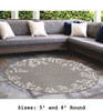 Capri Coral Border Indoor/Outdoor Rug -  Silver - Round Lifestyle