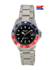 Del Mar Men's Classic Coronado Black Face, Blue & Red Bezel Watch