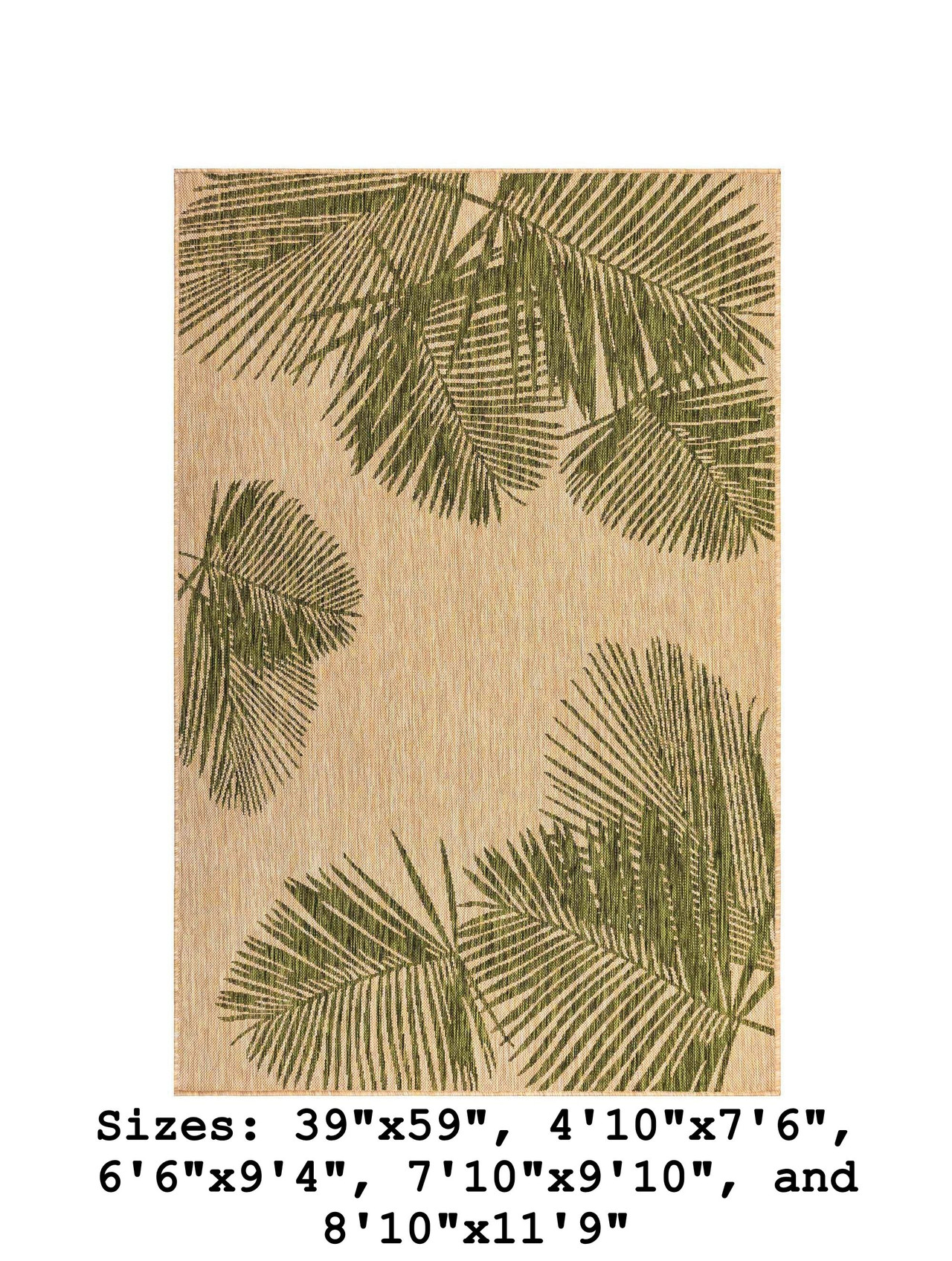 Carmel Palm Leaf Indoor/Outdoor Rug Green 7 Sizes