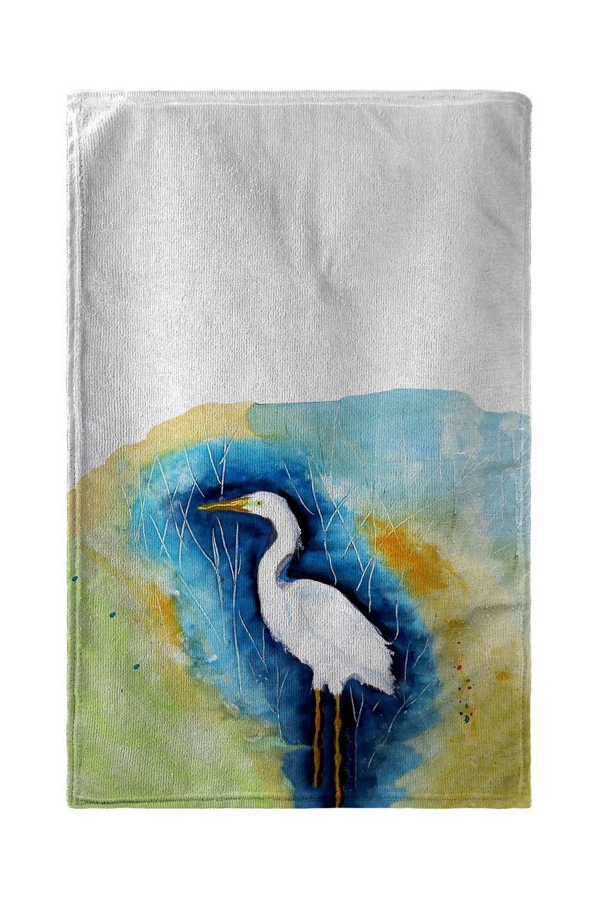 Great Egret - Left Beach Towel