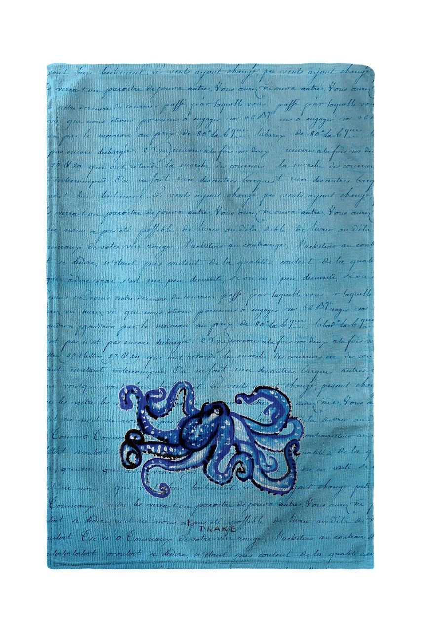Blue Script Octopus Beach Towel