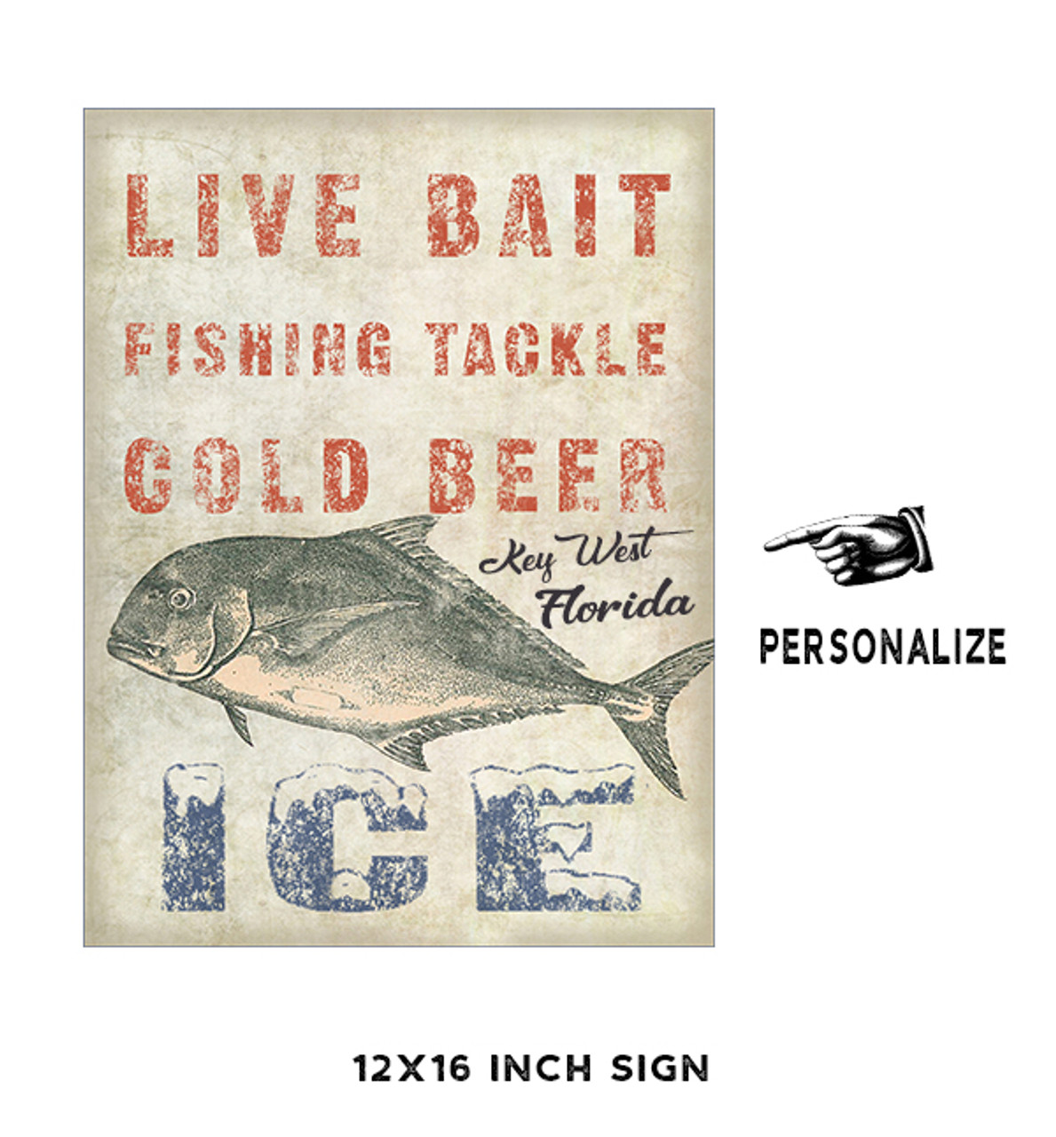 Live Bait and Cold Beer Personalized Metal Sign