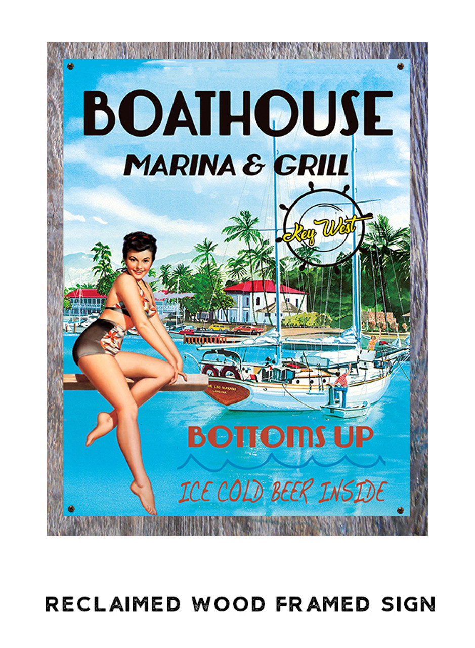 Boathouse Marina and Grill Personalized Metal Sign