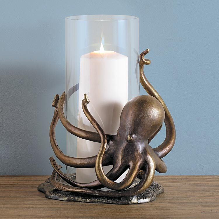 Everything Nautical Octopus Hurricane Lantern Candle Holder