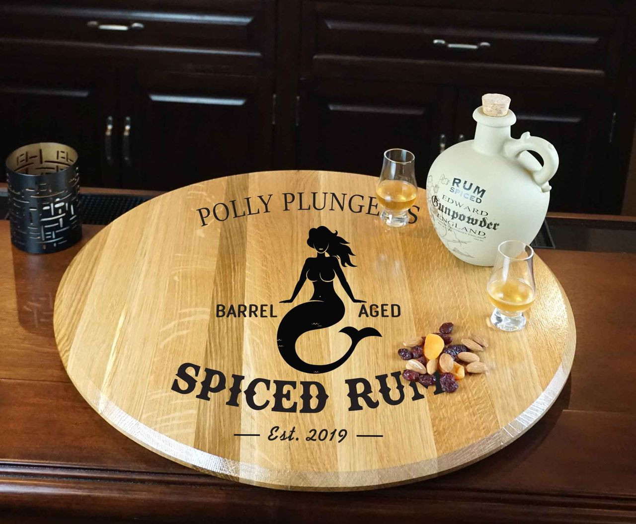 Barrel Head Lazy Susan - Mermaid - Personalized