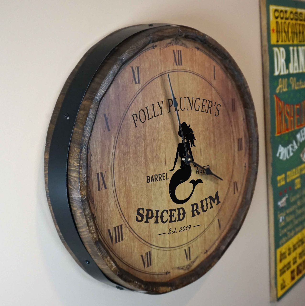 Quarter Barrel  Clock - Mermaid - Personalized