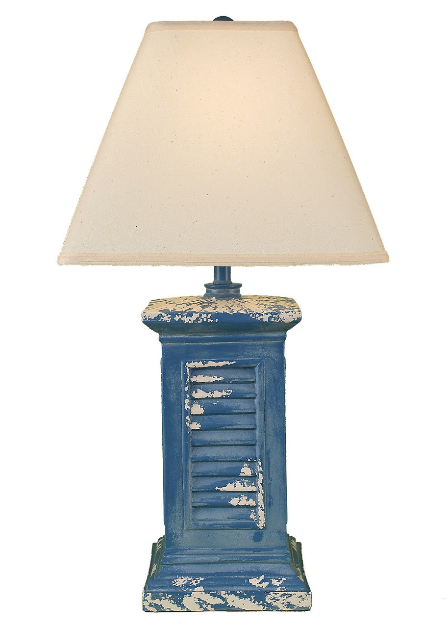 Tattered Blue China Square Shutter Table Lamp
